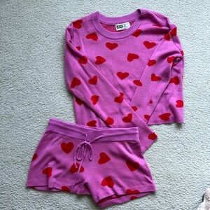 Beach Riot beach heart print sweater and shorts set - Size S top M bottom